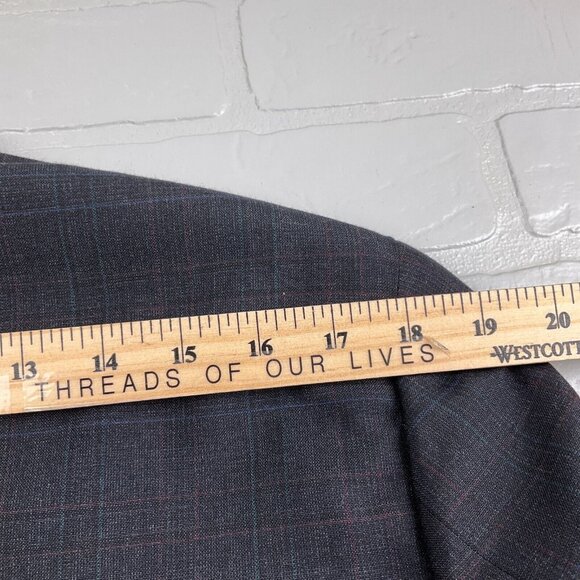 Palm Beach Christian St John Blazer Men 42 Gray‎ Blue Multi Plaid Jacket USA VTG - Picture 14 of 16